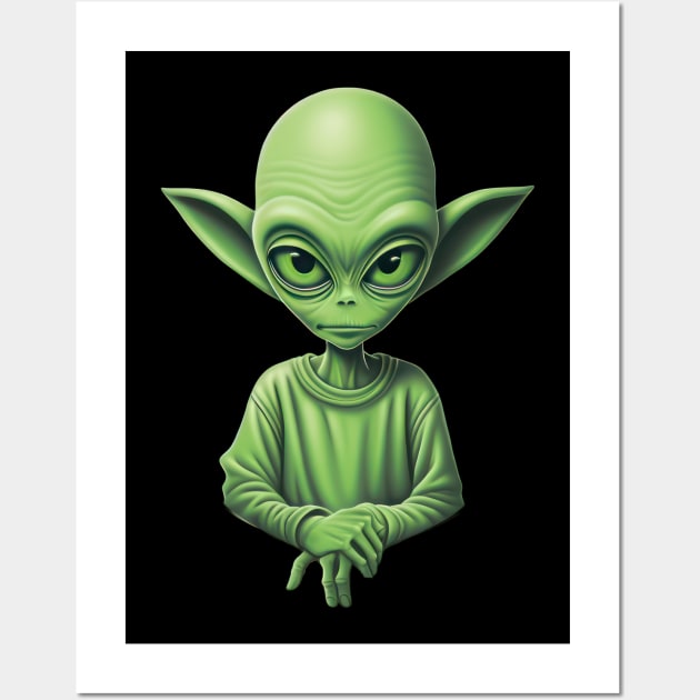 Green Alien Wall Art by TooplesArt